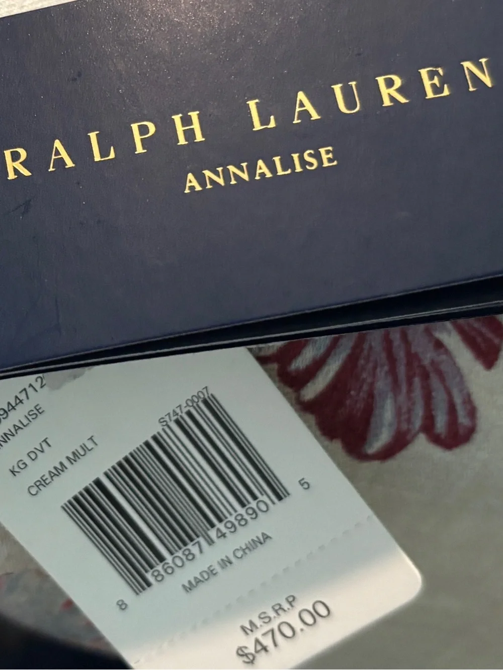 🌺NWT Ralph Lauren King Duvet Cover Floral  in Cream, Burgundy & Navy Retail $470